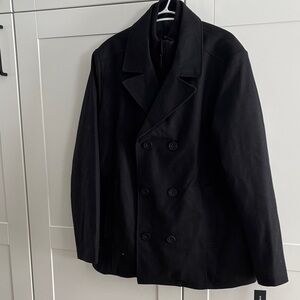 Kenneth Cole Men's Black Wool Blend Pea Coat